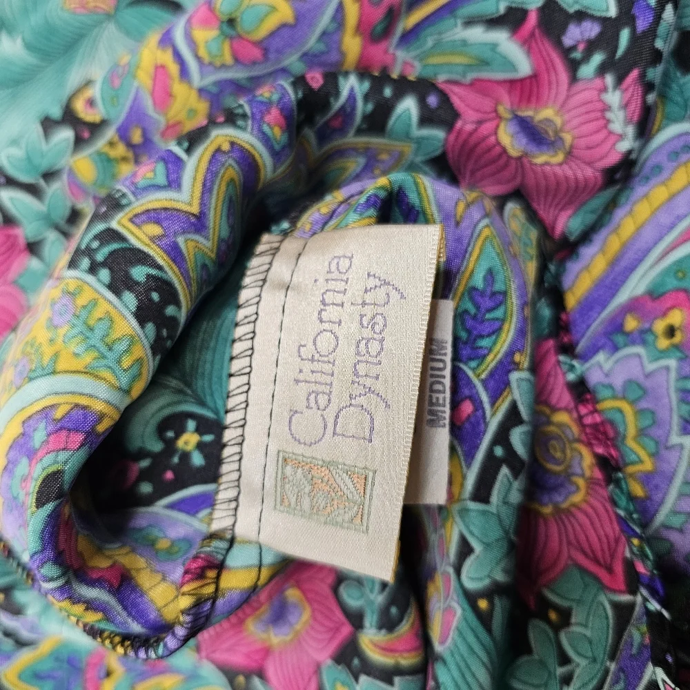 California dynasty colorful Retro floral paisley vintage 90s y2k pajama Top